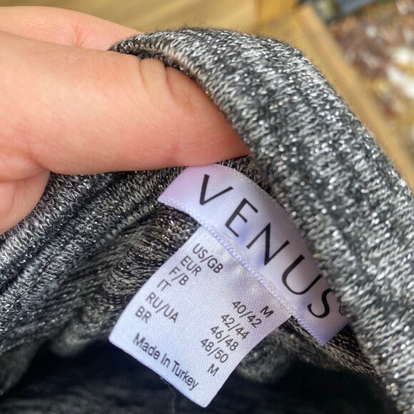 Venus dark gray off the shoulder long sparkly sleeve top - Picture 6 of 7